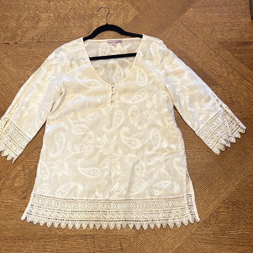 Calypso St. Barth Cream Lace Tunic